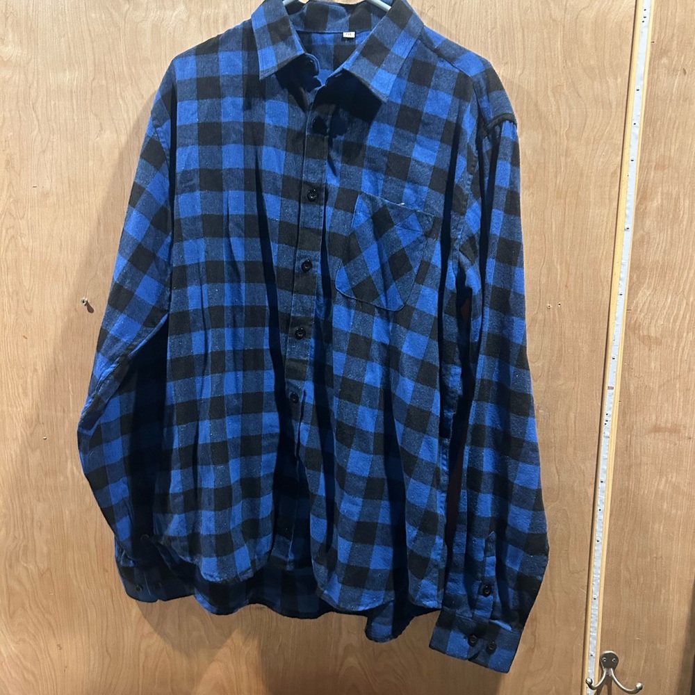 Casual Blue and Black Plaid Men's Shirt
